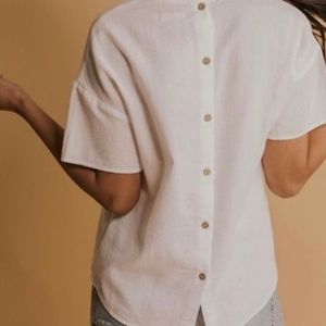 Roolee White Top, Button Back
